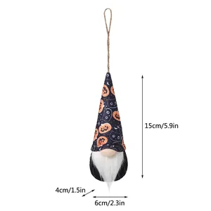 Detailed dimensions for Halloween faceless gnome pendant decoration, 15cm x 6cm.