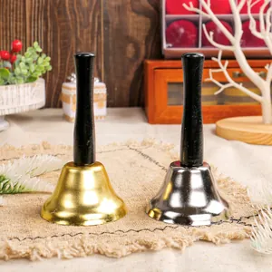 Vintage Christmas Metal Handbell With Wooden Handle Retro Bell For School Restaurant Table Call Service Holiday Decoration