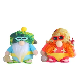 Pair of cute summer beach gnomes with bikini and sunglasses plush dolls