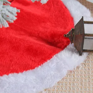 Mini gonna per albero di Natale in peluche rosso e bianco per decorazione da tavolo