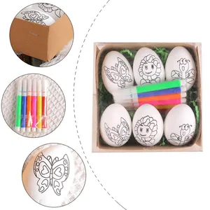 Σετ πασχαλινά αυγά DIY με 6 λευκά πλαστικά αυγά και χρωματιστούς μαρκαδόρους για παιδιά
