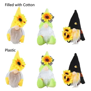 Adorables gnomes en peluche de tournesol avec rembourrage en coton et détails en plastique