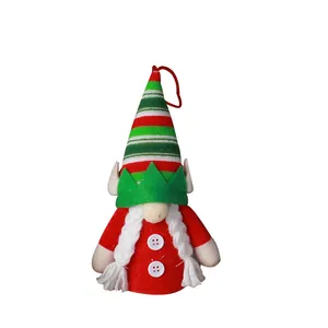 Cute faceless Christmas gnome elf plush doll pendant for holiday tree decoration