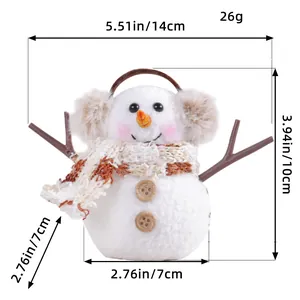 Decorazione pupazzo di neve luminoso di Natale con sciarpa a quadri e dimensioni, 10cm