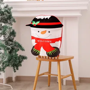 Coprisedia Natalizi per Sala da Pranzo Motivo Babbo Natale Pupazzo di Neve Renna Decorazioni Festive per Ristorante Casa Cucina Festa Coprisedia in Poliestere Stampato