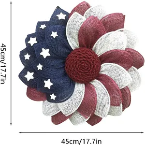 Large 45cm Independence Day patriotic wreath featuring US flag stars and colors decoration