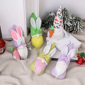 Decorazioni Gnomi di Pasqua Bambola Gnomo Peluche Senza Volto con Orecchie da Coniglio Per Tavolo Festival Casa Regalo Pasquale Fatto a Mano