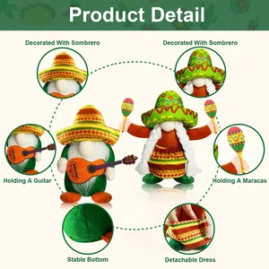 Mexikanische Gnom-Set mit Sombreros und Instrumenten im Detail