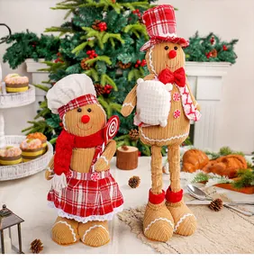 Weihnachtliche Lebkuchen-Plüschfiguren mit ausziehbaren Beinen und tollen Kochmützen