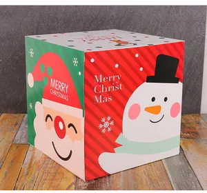 Detailansicht einer faltbaren Weihnachtsgeschenkbox mit festlichen Weihnachtsmann-Motiven