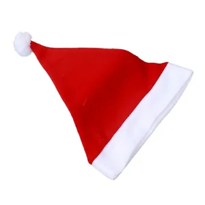 Classic red and white felt children's Christmas hat featuring a soft fluffy pom pom