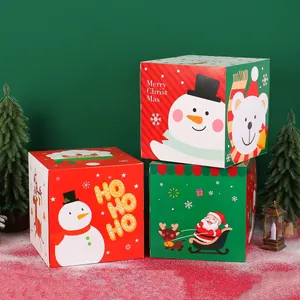 Weihnachten Papier Geschenkbox Faltbare Süßigkeiten Verpackung Box Weihnachtsmann Schneemann Rentier Muster Würfel Party Box