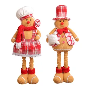 Teleskop-Weihnachts-Lebkuchenmann-Puppen Set in niedlichen Koch- und Zylinder-Outfits