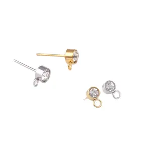 Pendientes de acero inoxidable con brillantes y anillas para manualidades DIY moda