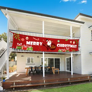 Holiday Decoration Banner Merry Christmas Halloween Party Backdrop Large Non-woven Fabric Sign For Outdoor Indoor Yard Fence Wall Decor