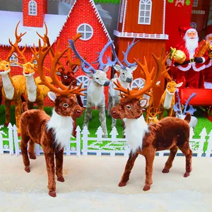 Grandes décorations de rennes de Noël floqués pour centres commerciaux et hôtels