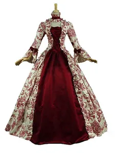 Victorian Medieval Renaissance Court Evening Gown For Women Vintage Long Flare Sleeve Floral Printed Gothic Maxi Dress