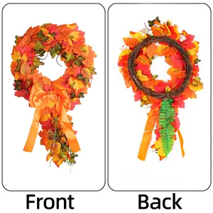 Vibrant autumn maple leaf wreath decoration for harvest festival wall and front door