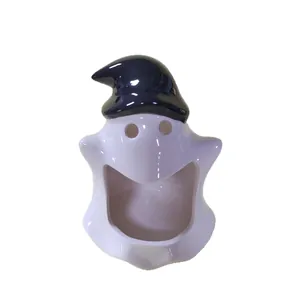 Cute ghost-shaped ceramic ashtray and candle holder for creative home and office decor