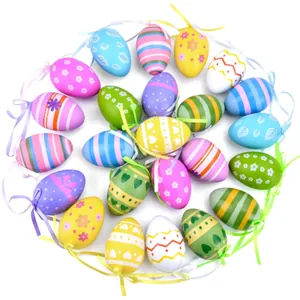 Easter Painted Simulation Eggs Set Colorful Plastic Hanging Egg Decorations For Holiday Party Home Atmosphere Festive Decor