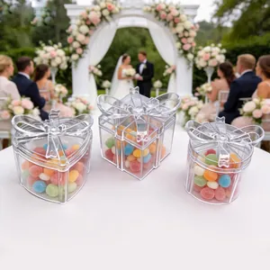Elegant transparent butterfly knot wedding candy gift boxes for bridal party favors