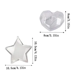 Addobbi natalizi trasparenti a forma di cuore e stella per le decorazioni natalizie