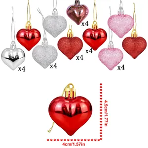 Set de adornos de corazones multicolores brillantes y con purpurina para San Valentín