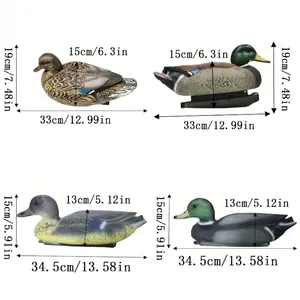 Detailed dimensions of realistic mallard duck decoys for garden and pond decoration.