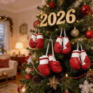 Mini Guanti da Boxe Rossi Decorazione Pendente di Natale per Specchietto Retrovisore Auto Ciondolo Borsa Albero di Natale Feste