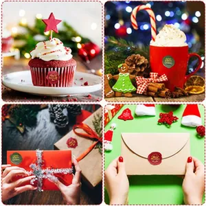 Pegatinas de sellos de cera de Navidad en rojo y verde para regalos y tarjetas