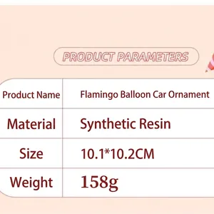 Flamingo balloon car interior ornament made of resin, dimensions 10.1x10.2cm, 158g weight.
