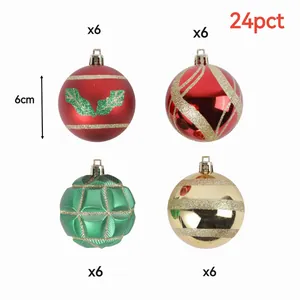 Set of 24 pieces 6cm decorative Christmas ball ornaments for holiday tree decor