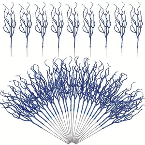Rami Artificiali Blu Glitterati Gambi d'Albero Decorativi Per Natale Giorno dell'Indipendenza Matrimonio Festa Composizione Vasi