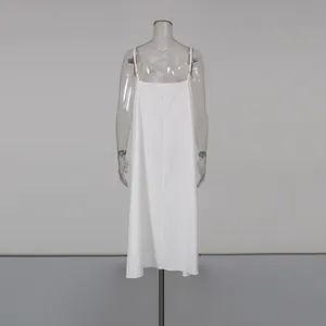 Vue arrière détaillée d'une robe nuisette blanche à fines bretelles pour femmes