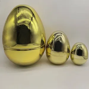 Set di tre uova di Pasqua dorate in plastica per lotterie e sorpese varie