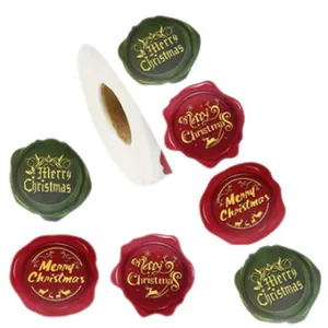 Pegatinas de sello de cera de Navidad en relieve para sobres y tarjetas festivas
