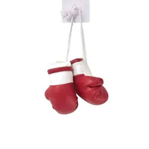 Mini ciondolo a forma di guantone da boxe rosso e bianco per interni auto o borse