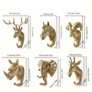 Guide des tailles détaillé pour les patères murales têtes d'animaux dorées en résine sauvage