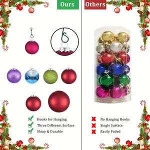 Comparison of high-quality Christmas ball ornaments with multi-finish and hooks.