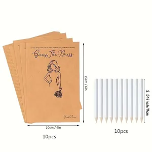 Set gioco per matrimonio con 10 carte Guess The Dress e 10 matite piccole per ospiti