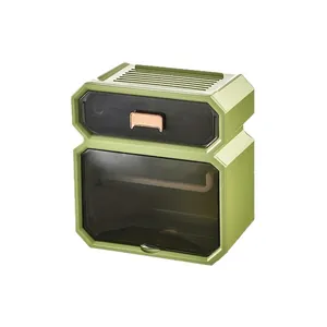 Waterdichte wandgemonteerde tissuebox voor badkamer met lade en plank