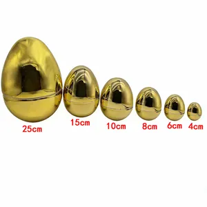 Uovo di Pasqua Galvanico Oro Plastica Apribile Capsula Riempibile per Decorazione Festa Lotteria Contenitore a Specchio