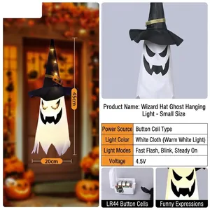 Details für Halloween LED-Gespensterlicht mit Hexenhut und Batterie-Spezifikationen
