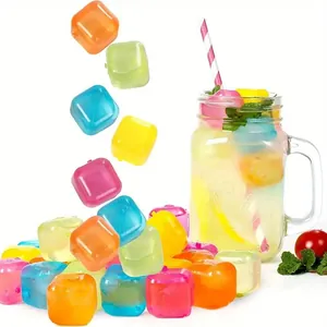 Glaçons en Plastique Réutilisables Formes Carrées Rondes Cœurs Étoiles Colorées Faux Glaçons pour Boissons Bar Fête Cuisine d'Été