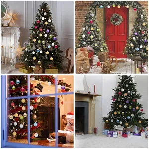 Detailed lifestyle scenes of 24PCS colorful mixed glass balls for Christmas tree decor