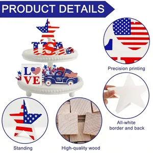 Set de decoración de madera para el Día de la Independencia con motivos USA.