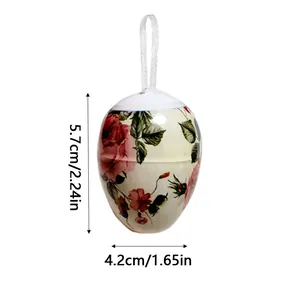 Detailed dimensions of decorative floral Easter egg hanging ornament with rose pattern
