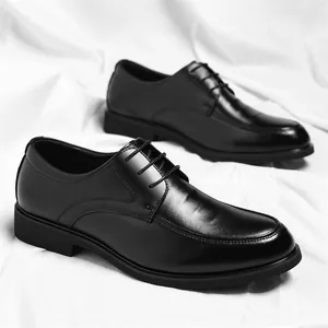 Elegante zwarte lederen Derby-schoenen voor heren, ideaal voor zakelijke en formele kleding