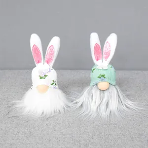 Ostern Gnom Gesichtslos Puppe Mit Hasenohren Rudolph Ornament Süße Gestrickte Blumenmütze Hasengnome Für Zuhause Tisch Schreibtisch Deko Geschenk