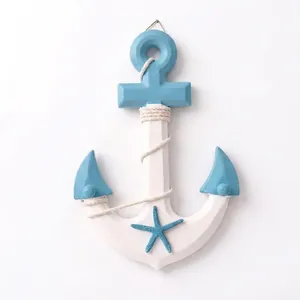 Creative Mediterranean style wooden boat anchor wall decor hanging with starfish detail